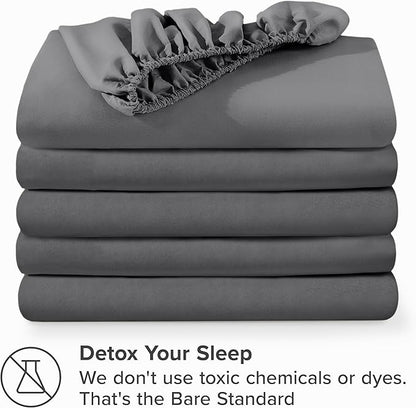 Bare Home 5-Pack Fitted Bottom Ultra-Soft Sheets Queen - Premium 1800 Ultra-Soft Wrinkle Resistant Microfiber - Deep Pocket (Queen, Grey)