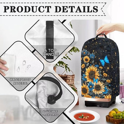 Butterfly Flower Print Blender Dust Cover Stand Mixer or Coffee Maker Appliance Cover with Drawstring, Anti Fingerprint Dust Proof Stain Resistant Blender Covers for Home Kitchen