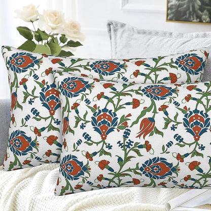 Throw Pillow Cover Case Vintage Floral Pillow Covers 20x12 Inch Set of 2,Soft Decorative Throw Pillow Case for Living Room Bedroom Sofa Couch Cushion Covers
