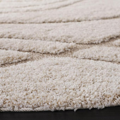 SAFAVIEH Florida Shag Collection Area Rug - 6' x 8' Oval, Cream & Beige, Non-Shedding & Easy Cleaning, Plush Thick Pile, Ideal for Living Room, Bedroom, Dining Space (SG471-1113)