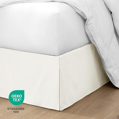 Bare Home California King Bed Skirt - 15-Inch Tailored Drop Easy Fit - Bed Skirt for Cal King Beds - Center & Corner Pleats (Cal King, Cream)