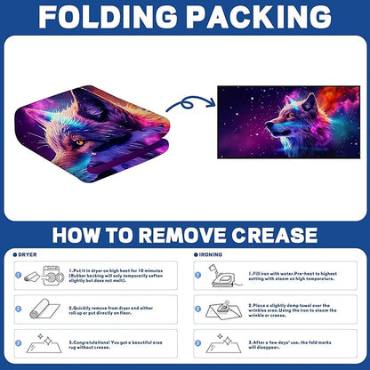 Galaxy Wolf Rug 3D Fierce Wolves Area Rugs for Bedroom Living Room Playroom Gameroom Boys Kids Colorful Glitter Throw Rugs Floor Mat Carpet 63 in x 31 in