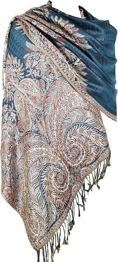 Achillea Big Paisley Pashmina Shawl Wrap for Women – Elegant Scarf for Weddings, Evening Dresses, Festivals & Daily Wear