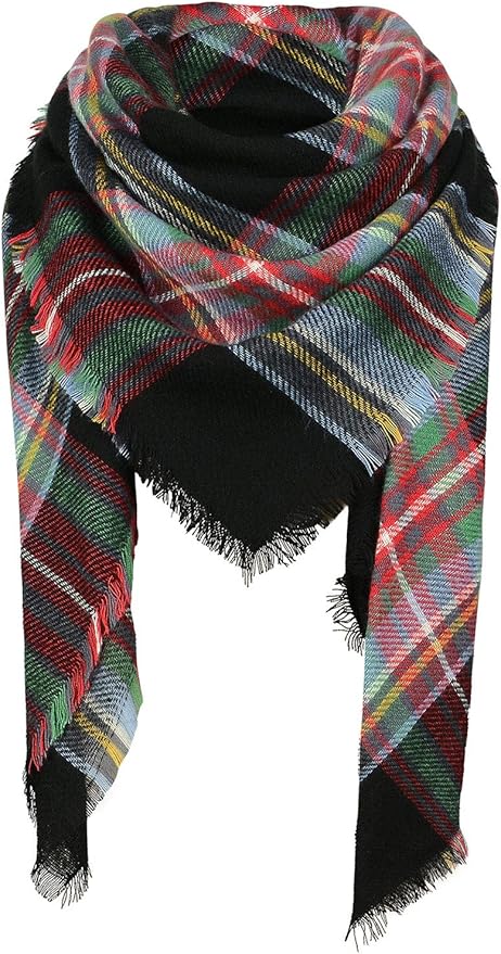 American Trends Women's Cozy Warm Winter Fall Blanket Scarf Stylish Soft Chunky Checked Giant Scarves Shawls