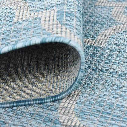 Unique Loom Outdoor Trellis Collection Area Rug (10' x 13' 1" Rectangle, Aquamarine/ Gray)
