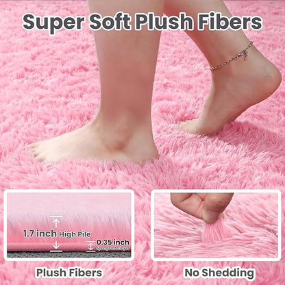 5x7 Area Rugs for Living Room Rug: Soft Fluffy Shag Light Pink Rugs for Bedroom, Non-Slip Large Fuzzy Plush Rug Indoor Floor Carpet for Nursery Kids Boys Girls Room, Dorms, Playroom, Modern Home Decor