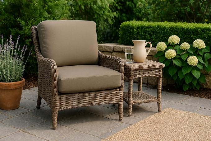 Cushion Source Rounded Back Seat Cushion, 19.5" x 20" x 5" deep Indoor and Outdoor Durable seat Cushion Made with Fade Resistant Sunbrella Fabric, Hidden Zipper, Sunbrella Elements Cast Silver