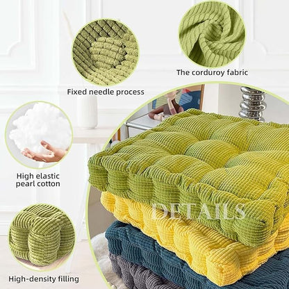 Meditation Floor Pillow 2 Pack Large Square and Round Floor Cushions for Adults Blue Corduroy Floor Seat Pillows Cushion for Living Room Balcony Tatami Yoga,18x18 Inch