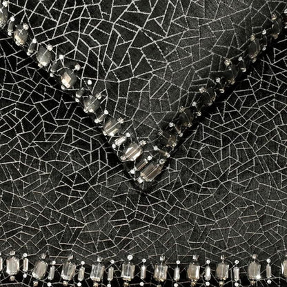 The HomeCentric King/Queen/Twin Black Decorative King 90"x18" Bed Runner with Pillow Cover, Mosaic & Crystal Bed Scarf on Velvet Fabric - Mosaic Noir