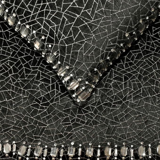 The HomeCentric King/Queen/Twin Black Decorative CA King 86"x18" Bed Runner with 2 Pillow Cover, Mosaic & Crystal Bed Scarf on Velvet Fabric - Mosaic Noir