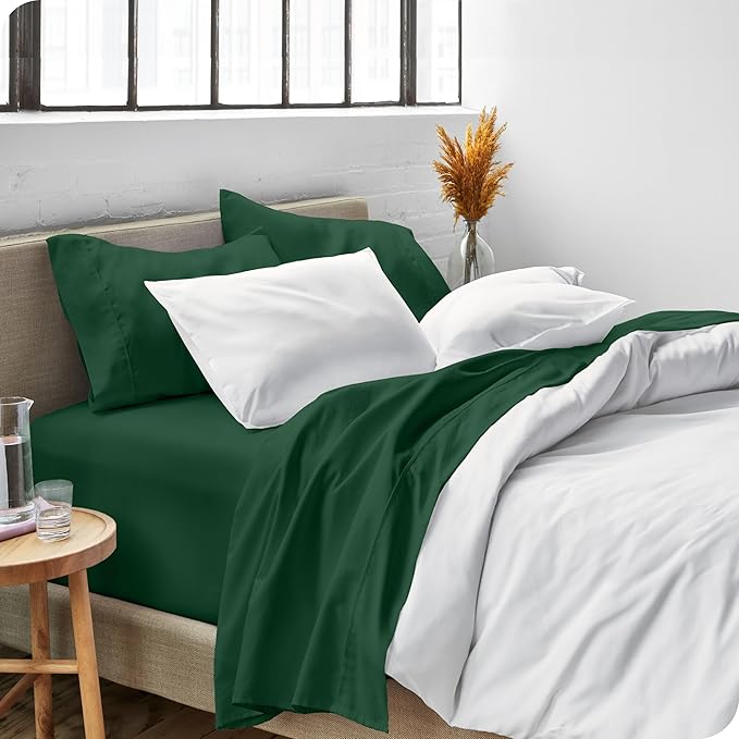 Bare Home Twin Sheet Set - 1800 Ultra-Soft Microfiber Twin Bed Sheets - Double Brushed - Deep Pockets - Easy Fit - Extra Soft - 3 Piece Set - Bedding Sheets & Pillowcases (Twin, Forest Green)