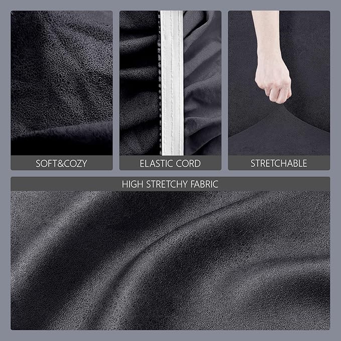 molasofa Leather Like Stretch Futon Slipcover Armless Futon Bed Sofa Cover Furniture Protector with Elastic Bottom, Soft and Washable Futon Cover for Sofa Bed Stay in Place（Larger，Dark Grey）