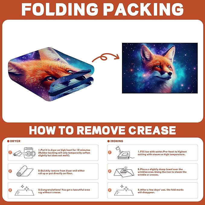 Galaxy Fox Rug 3D Cute Foxes Area Rugs for Bedroom Living Room Playroom Boys Kids Cartoon Colorful Carpet Glitter Stars Throw Rugs Floor Mat 59 in x 39 in