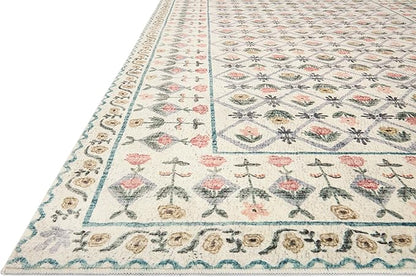 Loloi Rifle Paper Co. Eden Collection EDE-03 Lattice Ivory 5'-0" x 7'-6" Area Rug feat. CloudPile™