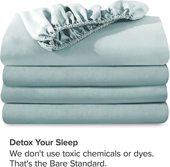 Bare Home 2-Pack Fitted Bottom Sheets Split King - Premium 1800 Ultra-Soft Microfiber - Deep Pocket - 4 Twin XL Fitted Sheets (Split King, Light Blue)
