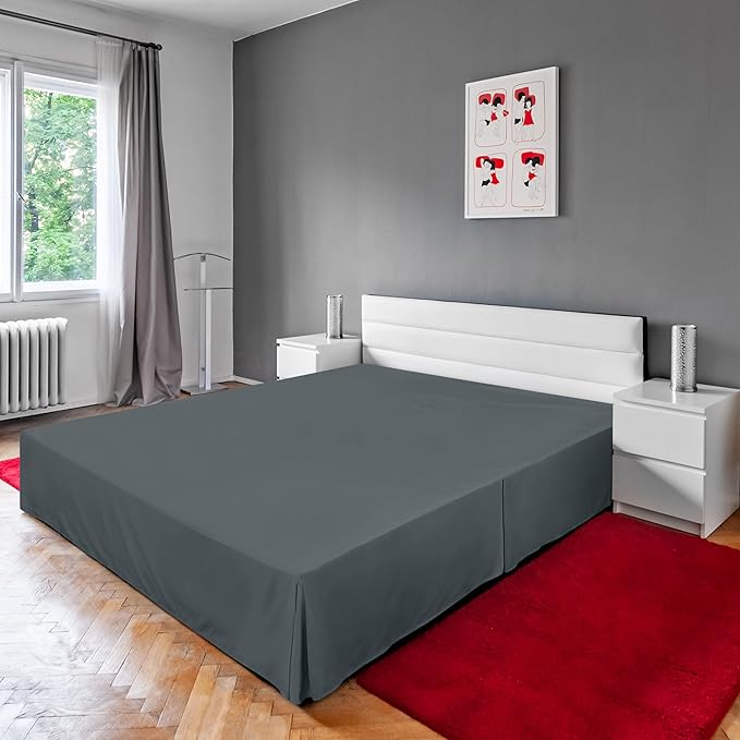 Utopia Bedding King Bed Skirt - Soft Quadruple Pleated - Easy Fit with 16 Inch Tailored Drop - Hotel Quality, Shrinkage and Fade Resistant (King, Grey)