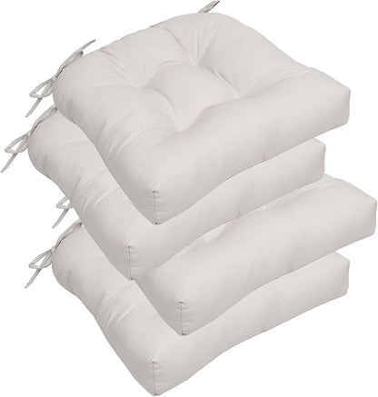 RACE LEAF Patio Chair Cushions 17x17 Inch 4 Pack, Thickened Outdoor Seat Cushions Water Resistant with Non-Slip Ties & Stain Resistant Tufted Design (Beige)