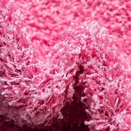 Unique Loom Solid Shag Collection Area Rug (7' 1" Round, Taffy Pink)