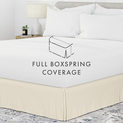 Linen Market Bed Skirt - Ultra Soft Microfiber - Easy Fit with 14 Inch Tailored Drop - Hotel Quality, Shrinkage & Fade Resistant - Bed Cover - Queen Bed Set - Bedroom Décor - (Queen, Ivory)
