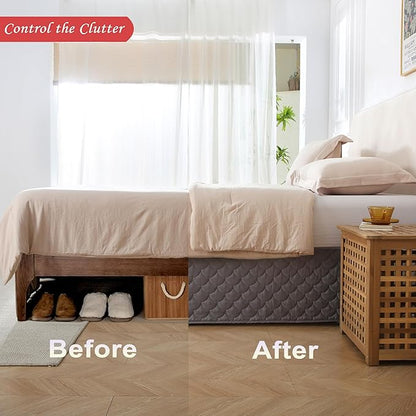 King Size Gray Bed Skirt with 14-Inch Drop, Easy Fit Wrap-Around Cover for Bed, Wrinkle-Free and Fade-Resistant Box Spring Cover. (Gray Seashells, King)