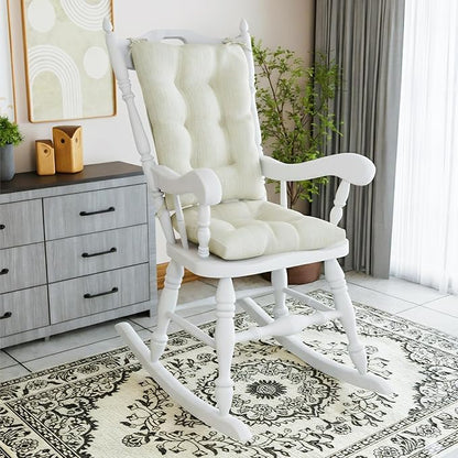 Klear Vu Omega Non-Slip Rocking Chair Cushion, Assembled in USA, Thick Tufted Design, Includes Seat Pad & Back Pillow with Ties, 17x17 Inches, 2-Piece Set, Solid Ivory