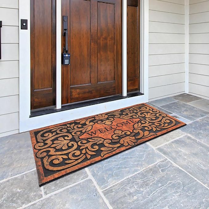 Large 47"x22" Heavy Duty Welcome Mat Outdoor with Non-Slip Rubber Backing - Durable Outdoor Door Mat for Front Door Entrance, Garage, Patio & High Traffic Areas（Welcome - Style2）