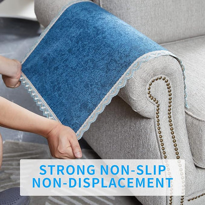 MINJIATEX Couch arm Covers,Non-Slip lace Sofa arm Cover Set of 2 Washable Sofa armrests Covers for Living Room Recliner Chair arm Cover Protectors for Leather Sofa armrest slipcover