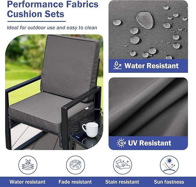 Outdoor Chair Cushions, Waterproof Patio Chair Cushions 19x19x3 Inch, Outdoor Cushions with Removable Cover for Sofa, Fade Resistant Patio Cushions for Outdoor Furniture, Dark Grey