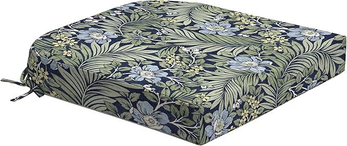 Arden Foam Outdoor Round Back Seat Cushion, 20 x 19, Made with ProFoam, Rain-Proof, Fade Resistant, Sapphire Morrison Floral