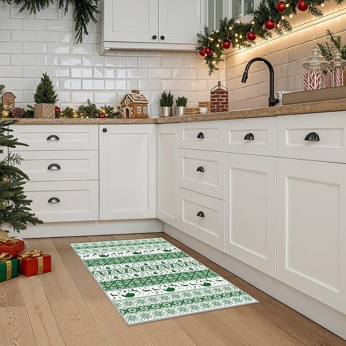 Abstract Living Room Rug 2X3 - Modern Washable Christmas Soft Thin Area Rug for Living Room Bedroom Under Dining Table - Neutral Indoor Floor Rug Carpets for Home Office Playroom Nursery - Green