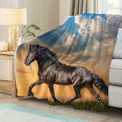 Strong Horse Throw Blanket for Couch, Super Soft Fuzzy Throws Warm Comfortable Plush Fleece Blanket, Fashion Decorative Flannel Fleece Blanket for All Season(40 x 50 in, Strong Horse)