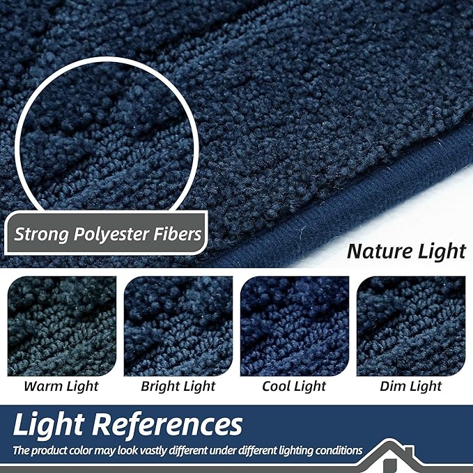 BEQHAUSE Dirt Trapper Door Mat 36" x 60", Doormat Non-Slip Entryway Rugs Washable, Dog Door Mat Stain Resistant and Absorbent Welcome Floor Mat for Front Back Door, Muddy Wet Shoes & Paws, Navy Blue