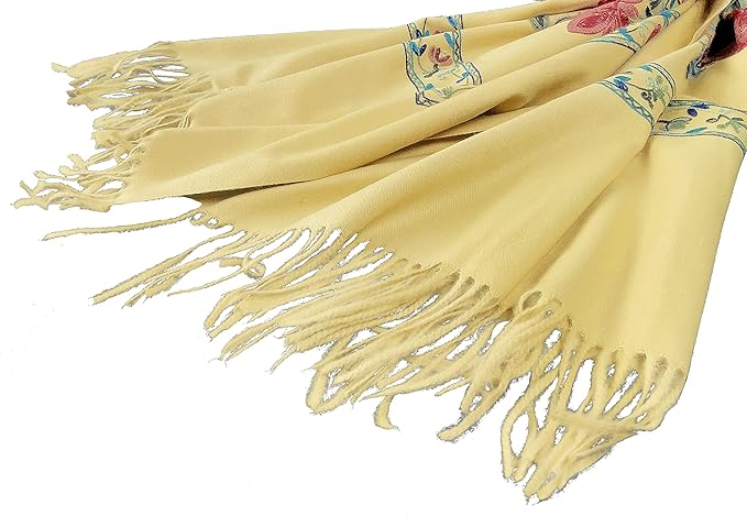 Urban CoCo Women's Embroidered Tassel Long Shawl Oversize Scarf Wraps for Women