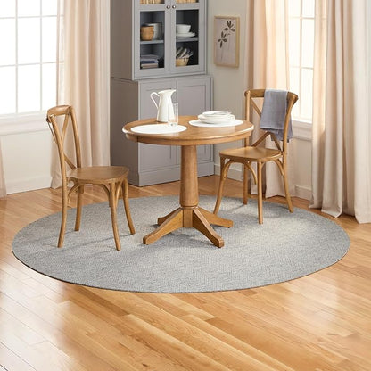 TOWN & COUNTRY BASICS Pax Herringbone Textured Solid Everwash® Washable Area Rug, Low Pile, Non-Slip Backing, Easy Clean Pet & Family Friendly Rug, Grey, 8' Round