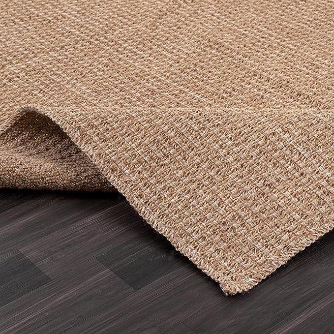 Easy Jute Rug 5x7 Indoor Outdoor Natural Rugs Solid Fiber Rug Woven Area Rug Boho Easy Clean Inside Carpet for Living Room Bedroom Dining Room Hallway or Outdoor Patio Porch (5 X 7 Natural)