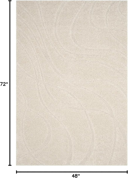 SAFAVIEH Florida Shag Collection Accent Rug - 4' x 6', Creme & Creme, Non-Shedding & Easy Care, 1.2-inch Thick Ideal for High Traffic Areas in Entryway, Living Room, Bedroom (SG471-1111)