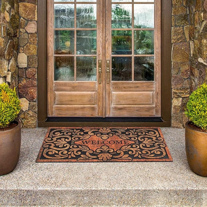 Large 47"x22" Heavy Duty Welcome Mat Outdoor with Non-Slip Rubber Backing - Durable Outdoor Door Mat for Front Door Entrance, Garage, Patio & High Traffic Areas（Welcome - Style2）