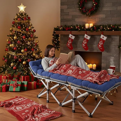 ABORON Camping Cot for Adult 28" Extra Wide, 2PK Heavy-Duty 1200D Oxford Cot for Sleeping, Portable Folding Camp Bed with Mat & Carry Bag