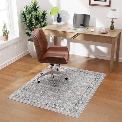 Modern Grey 40" x 50" Hard floor Chair Mats, Machine Wash Computer Chair Mat for Hardwood,Easy Glide Rolling Chairs Mat for Office & Home,Anti-Slip Floor Protector for Tile Floors,Foldable Office Mats