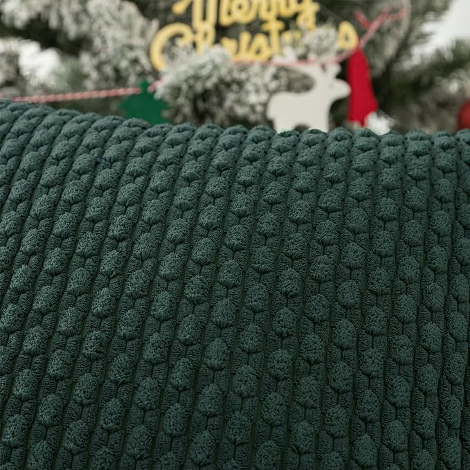 Kevin Textile 12x24 Inch Pillow Cover 1 Pack Boho Christmas Decorative Soft Striped Corduroy Lumbar Farmhouse Color Accent Rectangle Cushion Case for Living Room Couch Sofa Bed, Army Green