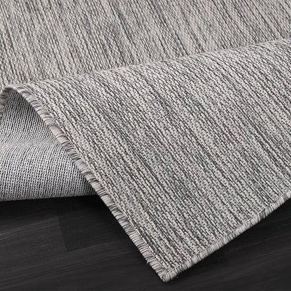 Washable Indoor Outdoor Rug 10x14 Weather Resistant Area Rugs Modern Solid for Porch Deck Balcony Backyard Patio Outside Carpet (10 X 14 Silver Grey)