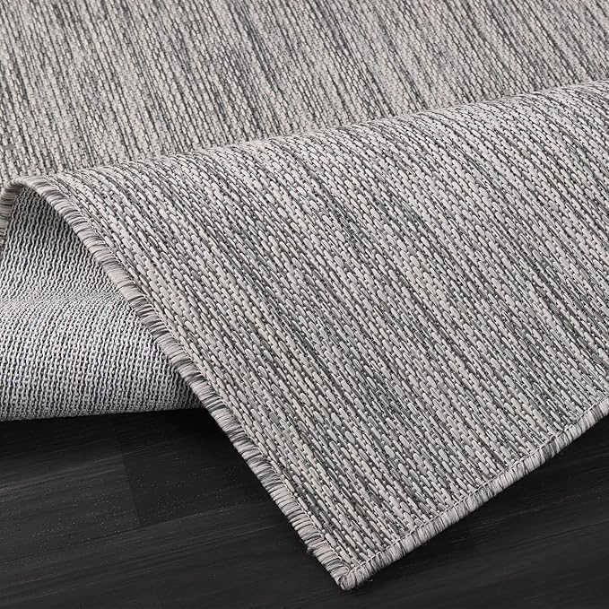 Washable Indoor Outdoor Rug 6x9 Weather Resistant Area Rugs Modern Solid for Porch Deck Balcony Backyard Patio Outside Carpet (6 X 9 Silver Grey)