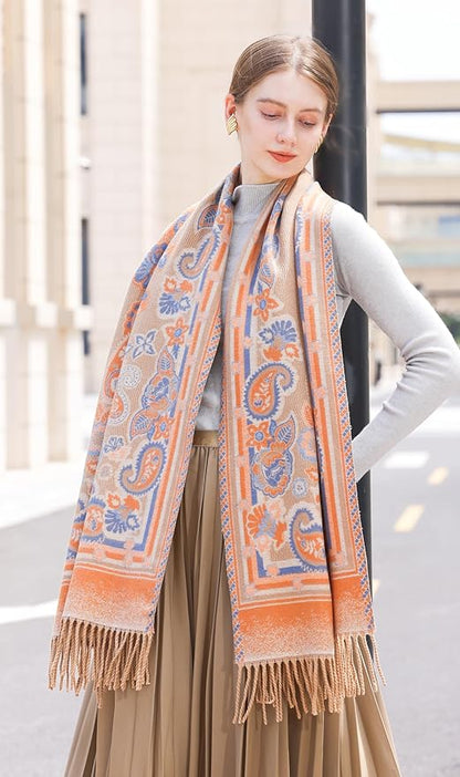 Wander Agio Warm Fashion Scarf Long Shawl Large Blanket Winter Wraps Scarves for Women Cashmere Jacquard Vintage Paisley