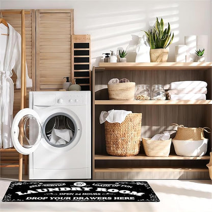 Zoke Laundry Room Rug Runner Stylish Non-Slip Laundry Room Mat 20"x47", Versatile, Waterproof Runner for Laundry, Kitchen, and Bathroom, Mudroom Decor and Farmhouse Charm