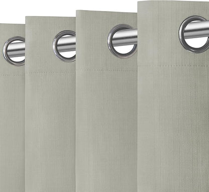 Easy-Going Linen Look 100% Blackout Curtain 52x63 Inch Window Curtain Drapes for Bedroom, Living Room Thermal Insulated Room Darkening (Set of 2 Panels, Stone)