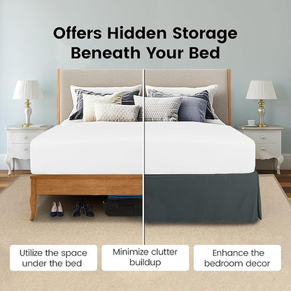Utopia Bedding Twin Bed Skirt - Soft Quadruple Pleated Ruffle - Easy Fit with 15 Inch Tailored Drop - Hotel Quality, Shrinkage and Fade Resistant (Twin, Grey)