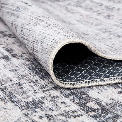 Bloom Rugs Washable Non-Slip 6' x 9' Rug - Gray/Charcoal/Blue Modern Abstract Area Rug for Living Room, Bedroom, Dining Room, and Kitchen - Exact Size: 6' x 9'