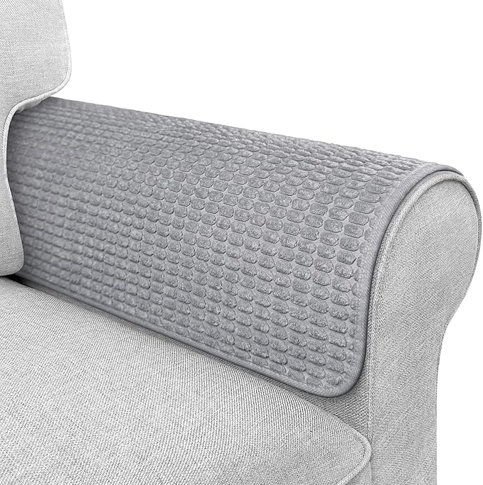 Couch Arm Covers, Sofa Arm Covers, Waterproof Armrest Cover for Sofa, Armchair, Loveseat, Headrest Cover, Non-Slip Recliner Arm Cover, Arm Chair Covers Set of 2 (Gray, 19"×19")