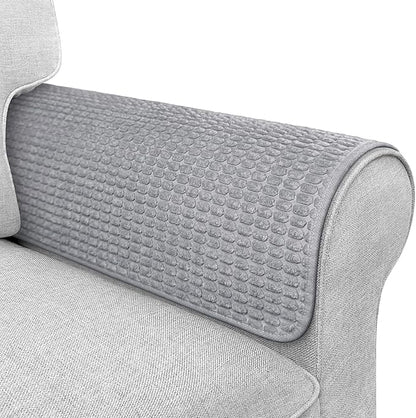 Couch Arm Covers, Sofa Arm Covers, Waterproof Armrest Cover for Sofa, Armchair, Loveseat, Headrest Cover, Non-Slip Recliner Arm Cover, Arm Chair Covers Set of 2 (Gray, 19"×19")