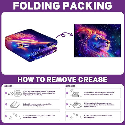 5' X 7' Galaxy Lion Rug 3D Fierce Lions Area Rugs for Kids Bedroom Living Room Playroom Gameroom Boys Glitter Carpet Throw Rugs Floor Mat